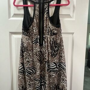 Guess Black and Brown Patterned Dress
